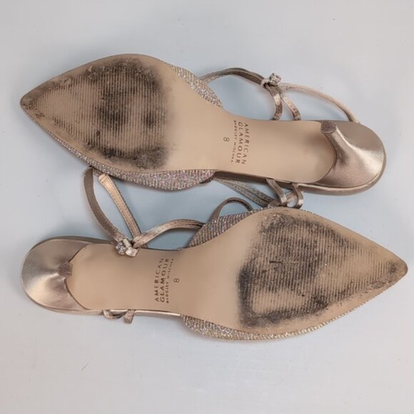 Badgley Mischka American Glamour Dixie Strappy Heels Metallic Champagne Gold - Picture 10 of 11